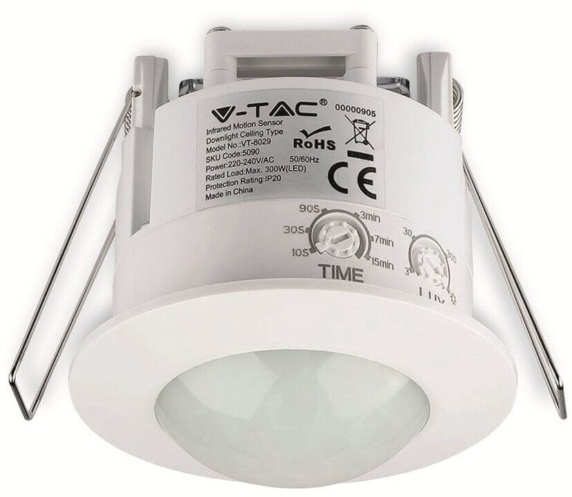 Détecteur de mouvement V-TAC encastré Blanc 6M 360°