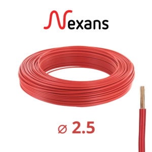 CABLE U500V 2.5MM ROUGE RIGIDE NEXANS/INGELEC 100M