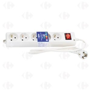 MULTIPRISE 5X2P+T + INTER 1.5M BLANC INGELEC IG-1715/1