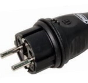 FICHE MALE 2P + T 16A CAOUTCHOUC